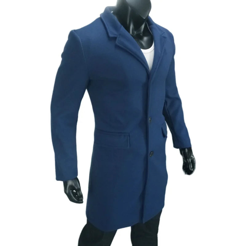 Eu Size Men's Coat plus Lining Jackets Winter Travel Gentleman Top Coat Warm Oversized Single-breasted Men's M-3XL