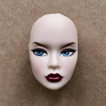 1/6 Scale Multi-jointed Fashion Doll Heads with Bangs Pony Tail Super White Beige Dark Brown Skin Tone PP Doll Figures for Colle
