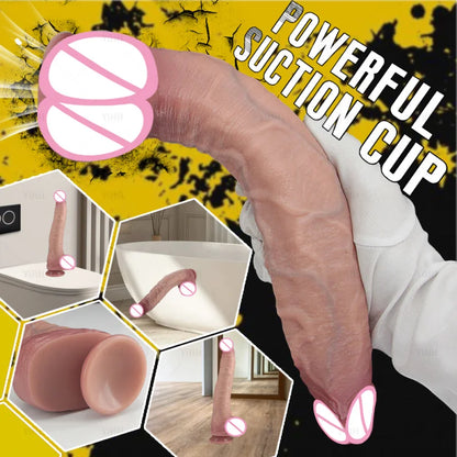 Realistic Long Dildo Flesh Skin Soft Big Dick Double Silicone Small Penis For Woman Man Anal Sex Toys Suction Cup Masturbator