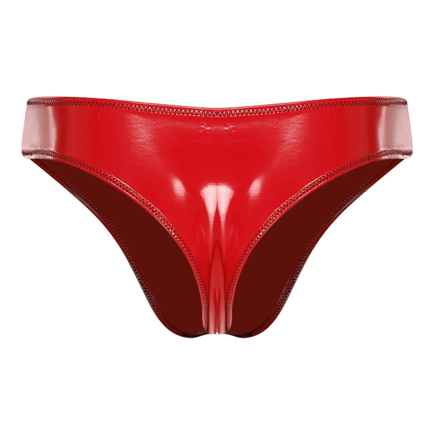 Men Wet Look PU Micro Briefs Low Rise Bugle Pouch Underwear Leather Underpants Beach Mini Bikini Bathing Suit Nightwear Clubwear