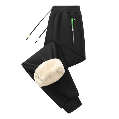 Winter Mens Sweatpants EU Size Thick Warm Fleece Lined Loose Joggers Sportswear Zip Pockets Casual Outdoor Track Pants Plus Size