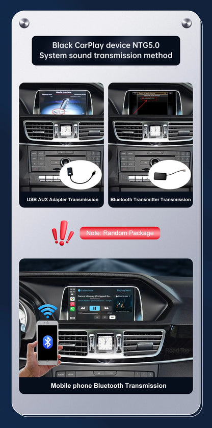 Road Top Wireless CarPlay for Mercedes Benz E-Class W212 E Coupe C207 NTG4.5/4.7/5.0 2011-2015 with Airplay Android Auto