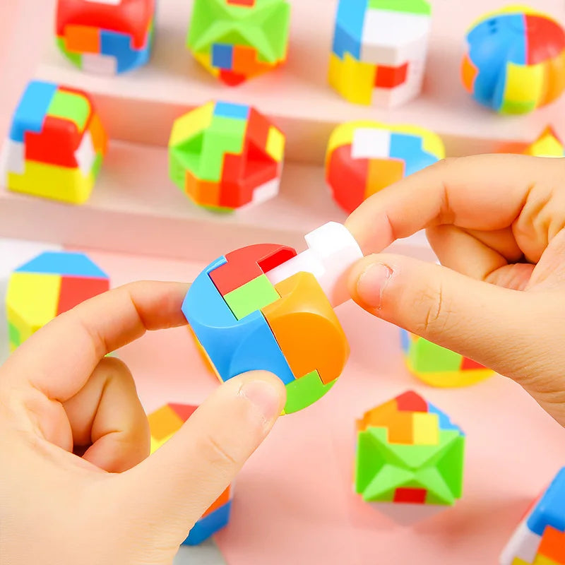 3D Puzzle Luban Lock Keychain Brain Game Rubik's Cube Intelligence Children's Puzzle Toy Adult Stress Resistance Reward Student