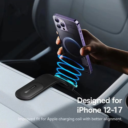 Baseus Magnetic Car Phone Holder 15W Wireless Charger Bendable Car Phone Mount for iPhone 12-17 Stand Dashboard Center Console