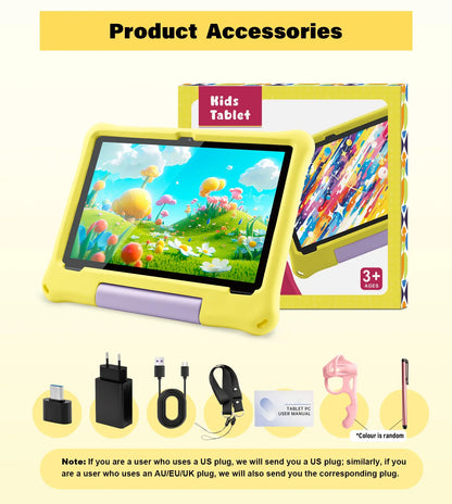 Paitanry 10.1 inch Kids Android 15 Tablet 8GB (4+4GB) RAM 64GB ROM 5000Mah Octa-core Wifi Children's Learning Educational Tablet