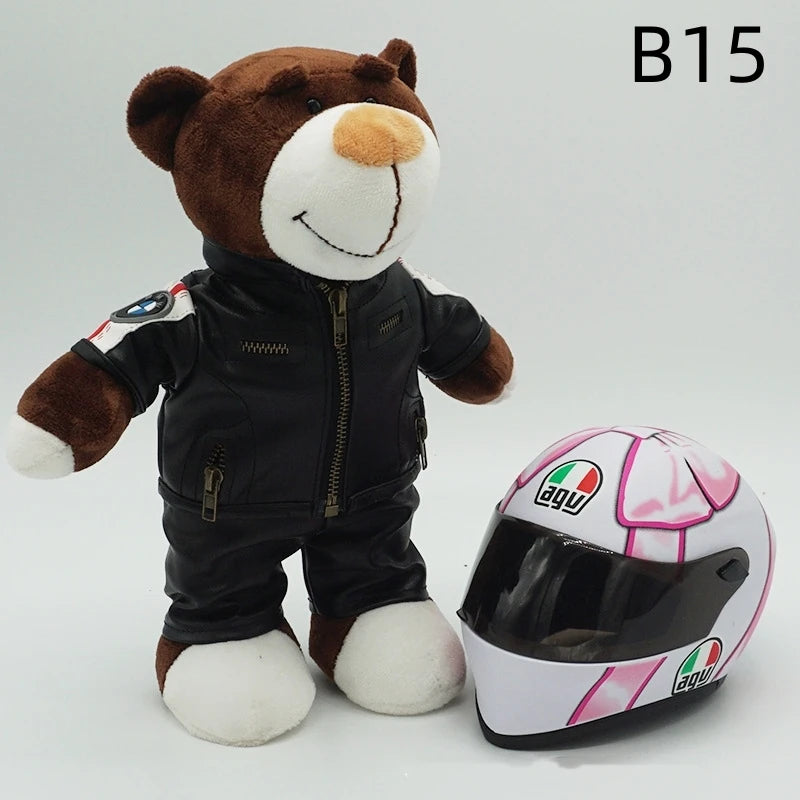Kawaii helmet and teddy bear motorcycle decorations cute anime filled soft plush toys as gifts for friends during holidays