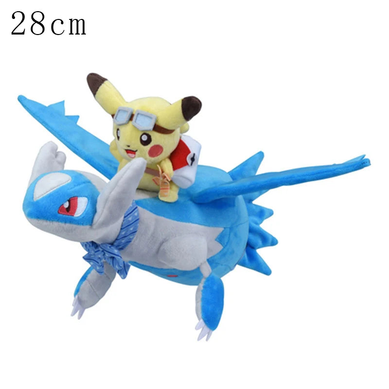 Pokemon Mega Dragonite Holding Dratini Sleeping Vaporeon Flareon Initial Pikachu Peluche Riding Gyarados Lapras Plush Doll