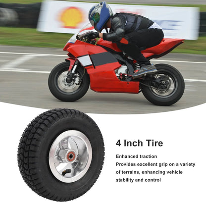 4 Inch Go Kart Tires, 4 Inch Off-Road Tires with Metal Hub, High Traction for Go Karts and Mini Vehicles