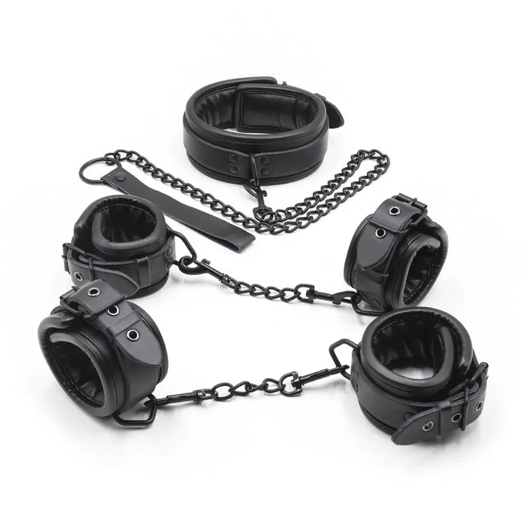 Top quality bdsm bondage set handcuffs and ankle collar fetish slave sex toys bondage man woman sex games for couples.