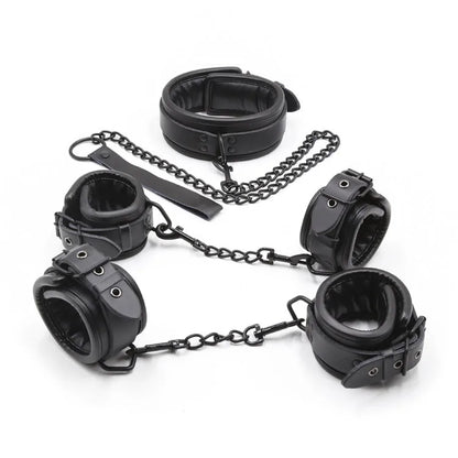Top quality bdsm bondage set handcuffs and ankle collar fetish slave sex toys bondage man woman sex games for couples.