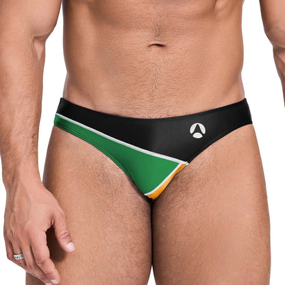 AMORESY Color block men glossy underpants Silk thin men Brief oily Yoga running Leisure shinny briefs