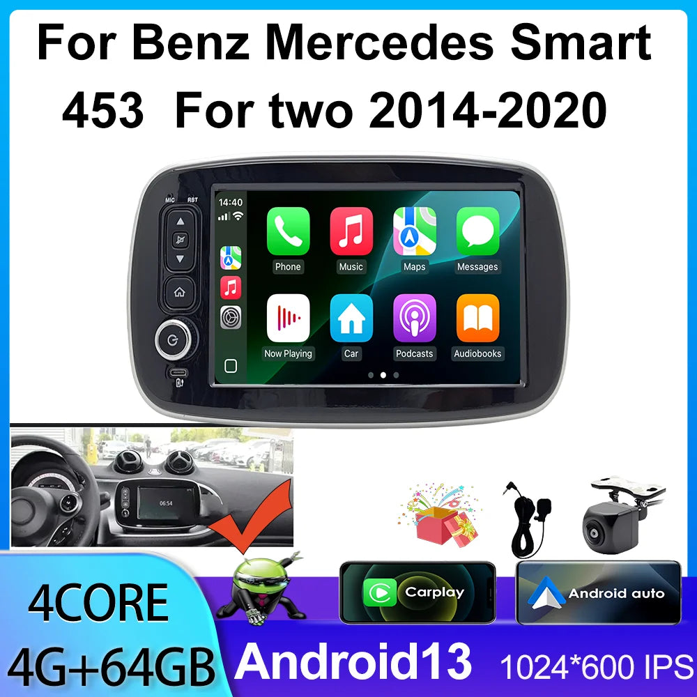 8inch Multimedia Navigation GPS Screen Android Auto Carplay Radio for Benz Smart 453 Fortwo 2014-2020 Car Autoradio