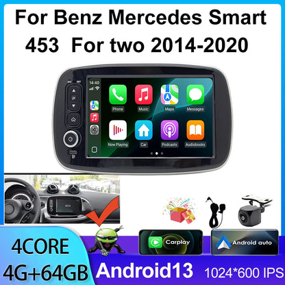 8inch Multimedia Navigation GPS Screen Android Auto Carplay Radio for Benz Smart 453 Fortwo 2014-2020 Car Autoradio
