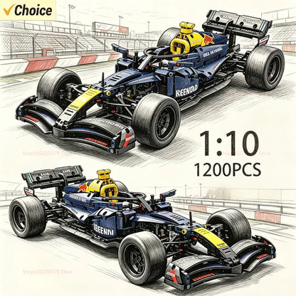 Speed Racing Car Building Blocks Set 1:10 Scale DIY Model Kit for Kids and Adults Collectible Race Car Toys 1200pcs Gift Display