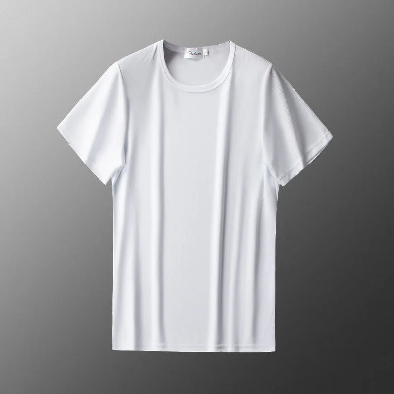 Ice Silk Men's Casual Pants Sports Set Air Conditioning Pants Quick Dry Trendy Large Size Short Sleeve T-Shirt Mesh Summer Wear