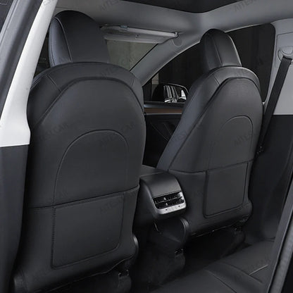 Car Seat Back Protective Mat For Tesla Model 3 / Y Full Seat Anti Kick Pad Leather Anti Scratch Protector Mats Car Accessories