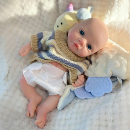 25CM Silicone Boy Reborn Dolls Painted Full Body Soft Solid Silicone Newborn Baby Dolls For Gifts reborn de silicone real cuerpo
