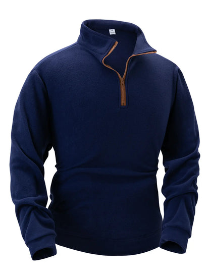 Quality thickened fleece men's long sleeved zipper collar pullover sweater men's sportswear soft shell men's jacket