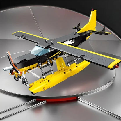 739PCS Water Glider Plane Model Building Blocks Set, DIY Educational Assembly Toy, Decorative Ornament Gift
