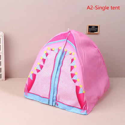 Hot-1/12 Dollhouse Simulated Tent Camping Kit Dollhouse Outdoor Picnic Camping Decor Micro Scene Photo Props Pretend Play Toys
