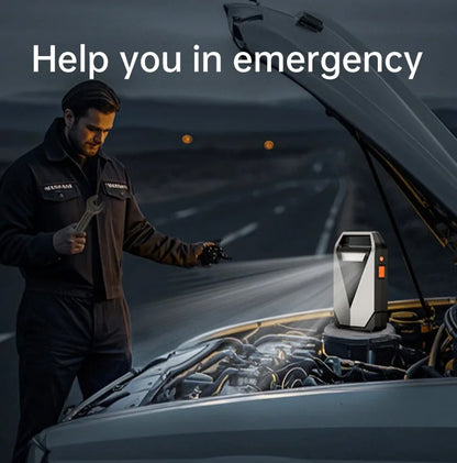 12000mAh High Capacity Multi-Function Car Jump Starter & Air Compressor, Emergency Battery Booster for Gas&Diesel Cars
