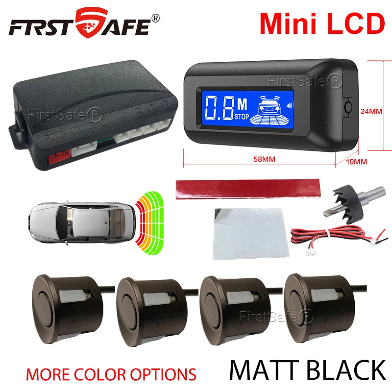 FirstSafe Factory Car Parking Sensor Kit Mini LCD Display With 22mm 4 Sensors Radar Detector System Universal All Car