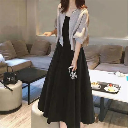 plus Size Fashionable Spring Autumn Dress Set Women's Meat Concealing Two Piece Suit Sister Stylish Minya Style Outfit