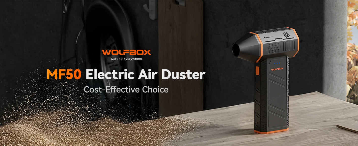 WOLFBOX MF50 Electric Wireless Air Duster Air Blower-110000RPM Portable Fan 3-Gear Brushless Motor for Car/PC/Home/Outdoor