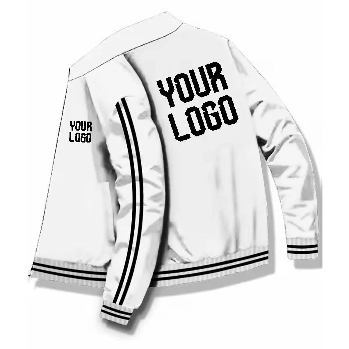 Men's full-zip jacket, featuring a simple zipper pocket design, customizable logo, sporty and outdoor street style