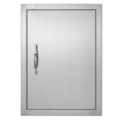 SucceBuy BBQ Access Door Stainless Steel Flush Mount Door Wall Vertical Door w/ Recessed Handle Grilling Station Outside Cabinet
