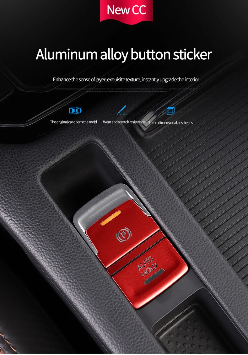 Car door unlocking button decorative sticker is suitable for Volkswagen VW new CC aluminum alloy interior button accessories