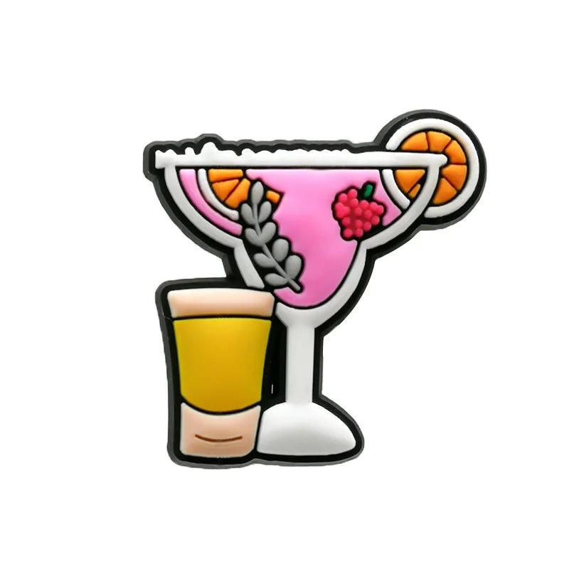 1/25PCS Cute Food & Drink PVC Shoe Charms for Clogs, Strawberry, Sushi, Pizza, Milk Carton DIY Accessories for Kids & Teens