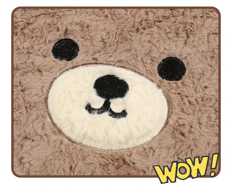 Cartoon 3D Bear Universal Car Seat Cushion Covers Plush Backrest for Autumn Winter Warm Cute Designed Seat Accessories