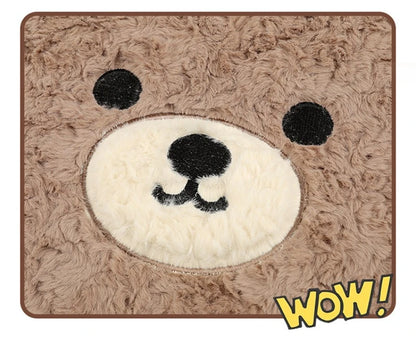 Cartoon 3D Bear Universal Car Seat Cushion Covers Plush Backrest for Autumn Winter Warm Cute Designed Seat Accessories