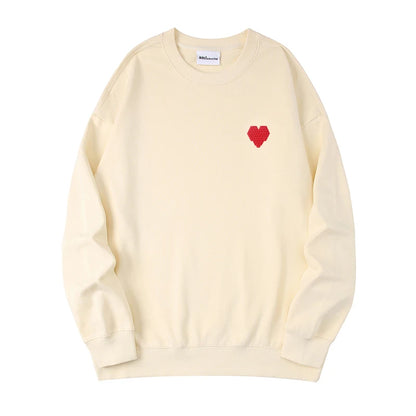 AMI AMORING2025 New Fashion Trend Brand Embroidered Love A Hoodie Women's Simple Couple's Wear Men's Loose Round Neck Pullover