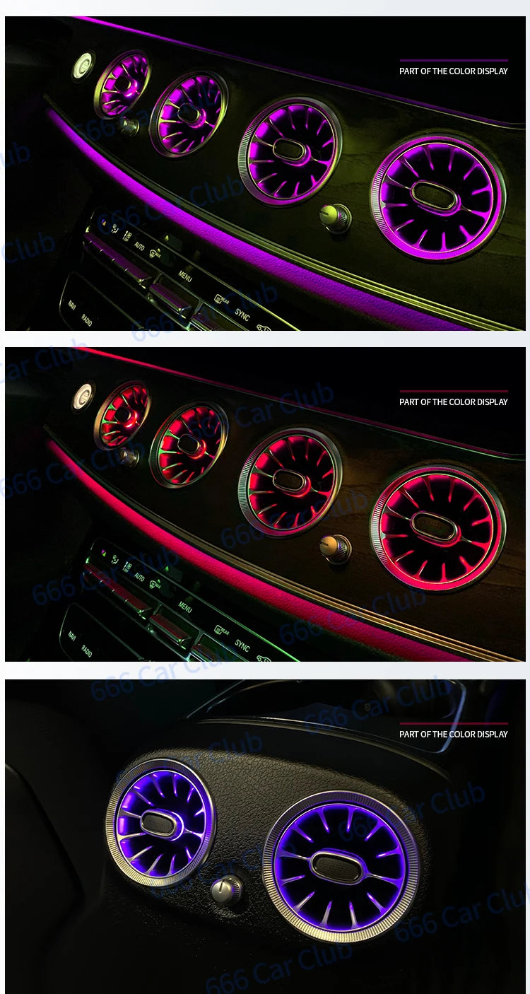 256 Colour LED Vents For Mercedes Benz C Class W205 W447 W213 W156 W117 W176 Bluetooth APP Control Car Nozzle Turbine Air Outlet