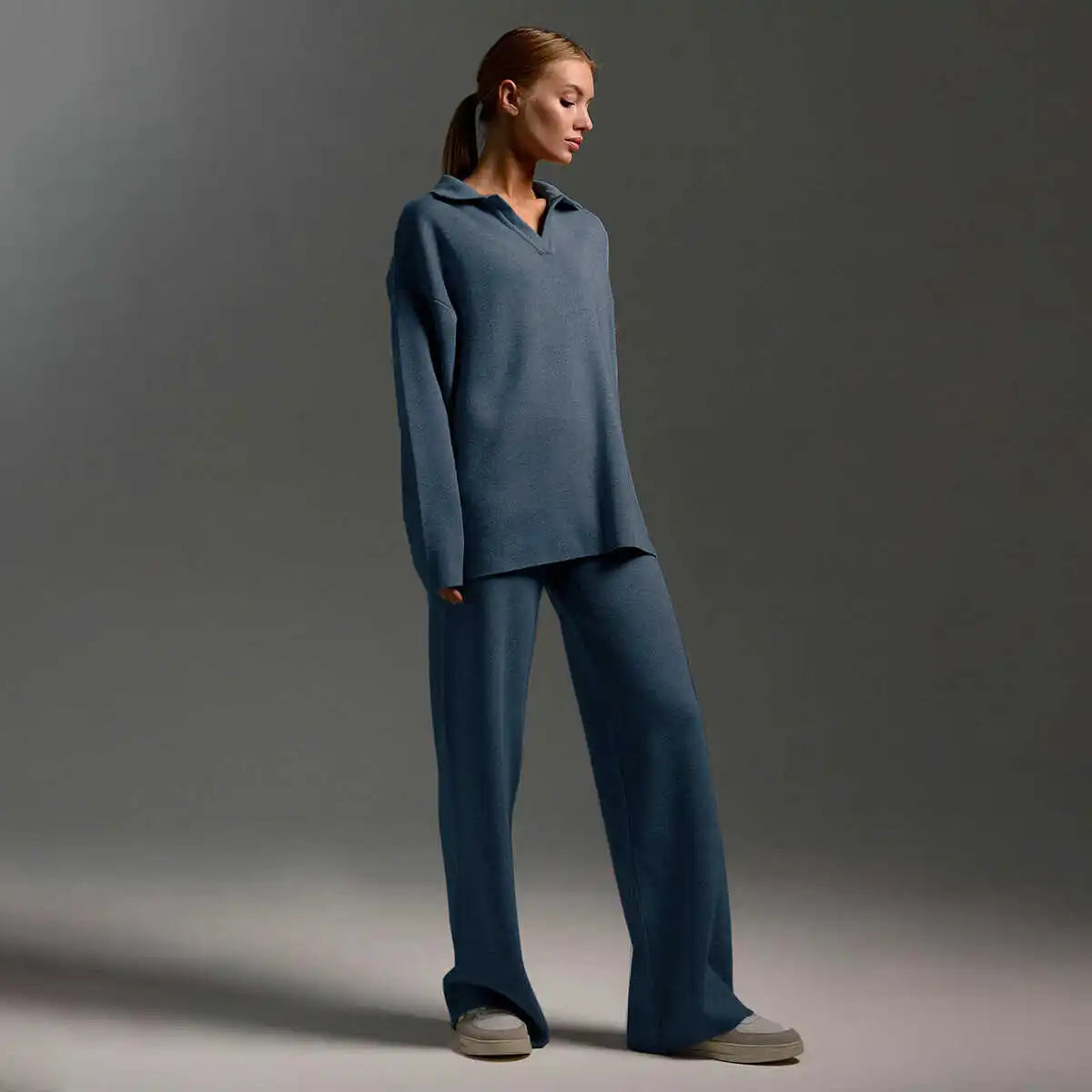 Casual Knitted  Ne Sweater Set Wide Leg Pants Faion Ensemble for Women in Their Late 20s And Early 30s Winter 2024