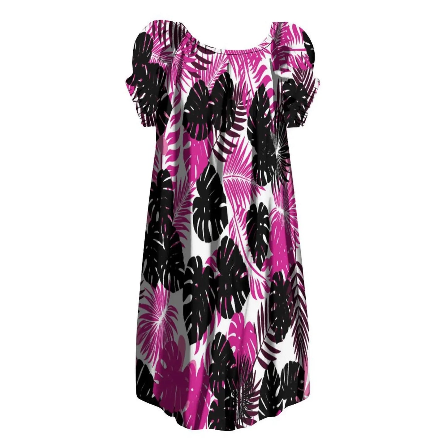 New Design Customize Polynesian Print Micronesian Loose Casual puffy dress Plus Size Women Clothing
