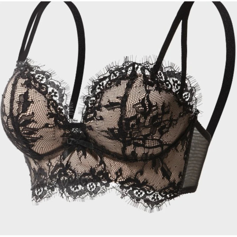 Women’s Victorian French Lace Bra Set, Push Up for Small Breasts with Side Support, Anti Dropping Sexy Lingerie MOYISU Sexy AB