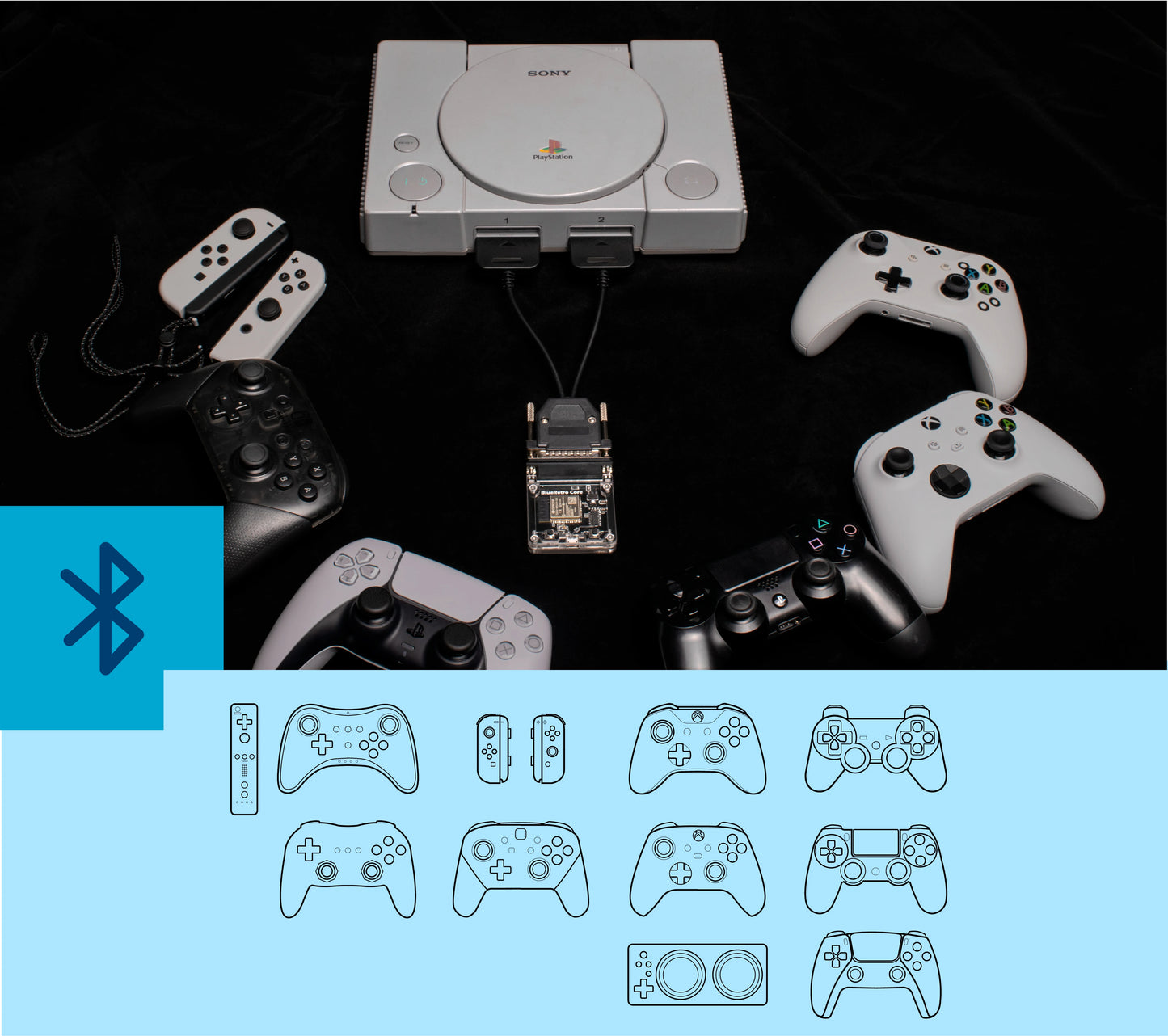 BlueRetro Ps1 2 Wireless Controller Converter Bluetooth Receiver Adapter For Playstation 2 Games Controller Converter For Retro