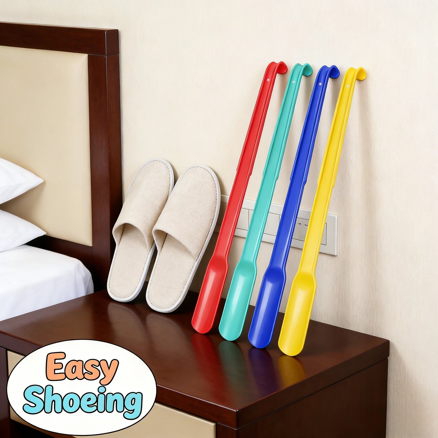 59cm Plastic Long Handle Shoe Horn Thickened Lazy Shoe Helper Easy Wear for Home