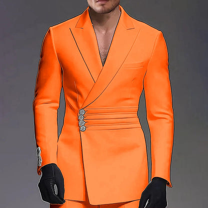 Wedding-ready Slim-fit Men Suit 2 Pieces(Jacket+Pants) Groom Suit Single-breasted Peak-lapel Formal Set for Elegance Custom
