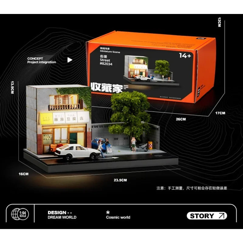 Collector 1:64 Fujiwara Tofu Shop Scene Miniature Model Landscape Collection Desktop Ornaments Car Model Storage