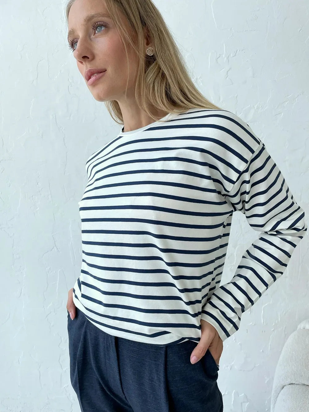 Bornladies 2025 Summer Long Sleeve Striped T-Shirts Women Basic Casual Tops Female Cozy Loose Cotton Tees Harajuku T Shirt New