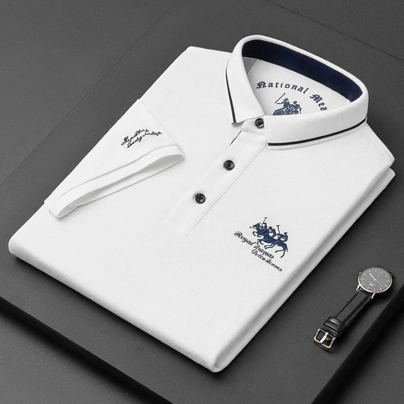 Quality Man Short-Sleeved Polo Shirt Lapel Button Embroidery British Style Summer New Golf T-Shirt Business Casual Men'sClothing