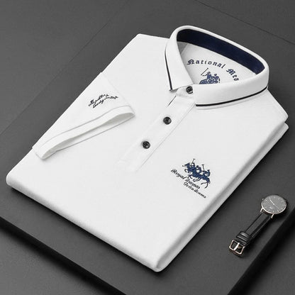 Quality Man Short-Sleeved Polo Shirt Lapel Button Embroidery British Style Summer New Golf T-Shirt Business Casual Men'sClothing