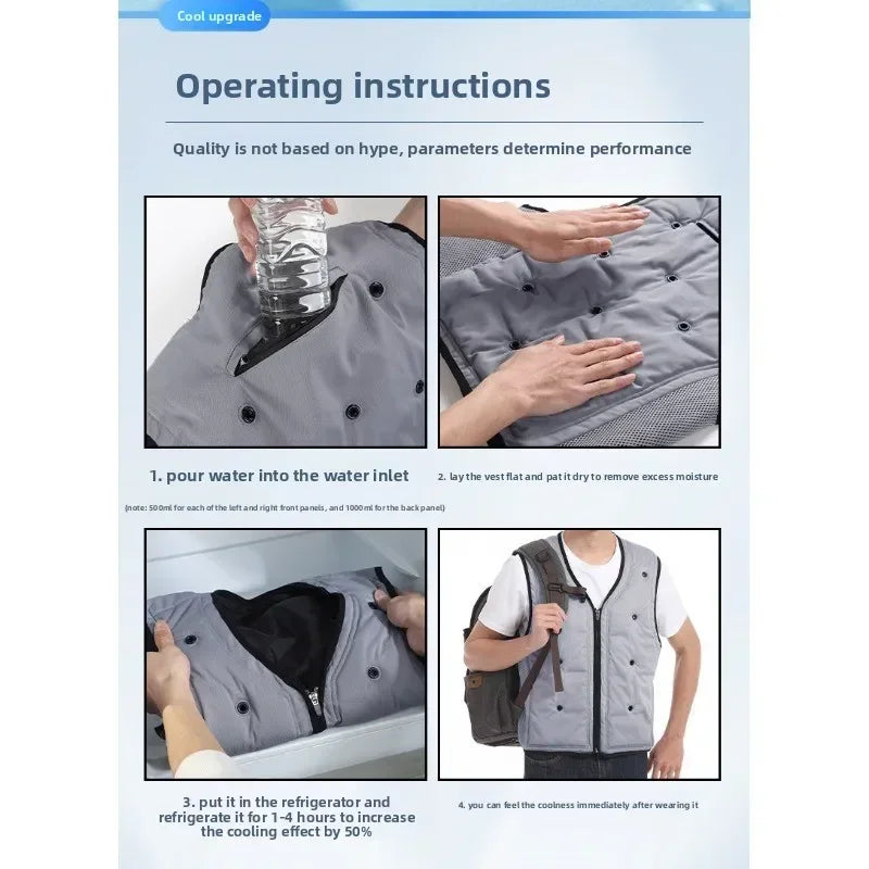 YUEYANG V-Neck Sleeveless Cooling Vest Summer Water Evaporation Welding Labor Protection No Electricity Or Magnet Required