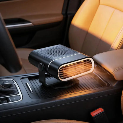 Portable Car Heater with Fast Heating Defrost & Defog Functions | 12V/24V Compatible | Fixed Air Outlet 360° Adjustable Angle
