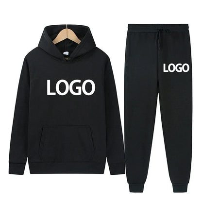 Customized Printed Men Tracksuit Women Hooded Sweatshirts and Jogger Pants Unisex Daily Casual Sports Long Sleeve Hoodies Suit