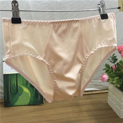Men's Silk Briefs Sexy Seamless Breathable Bulge Underpants Solid Color Comfortable Male Underwear